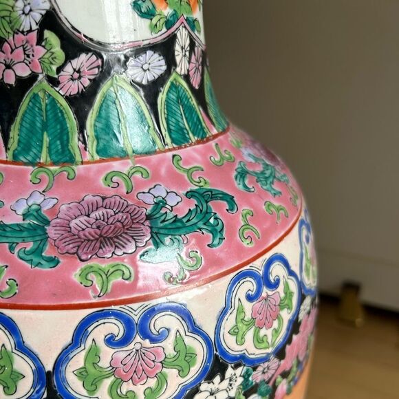 Antique 24" Chinese Famille Rose Large Porcelain Vase 24" Tall - Picture 7 of 16